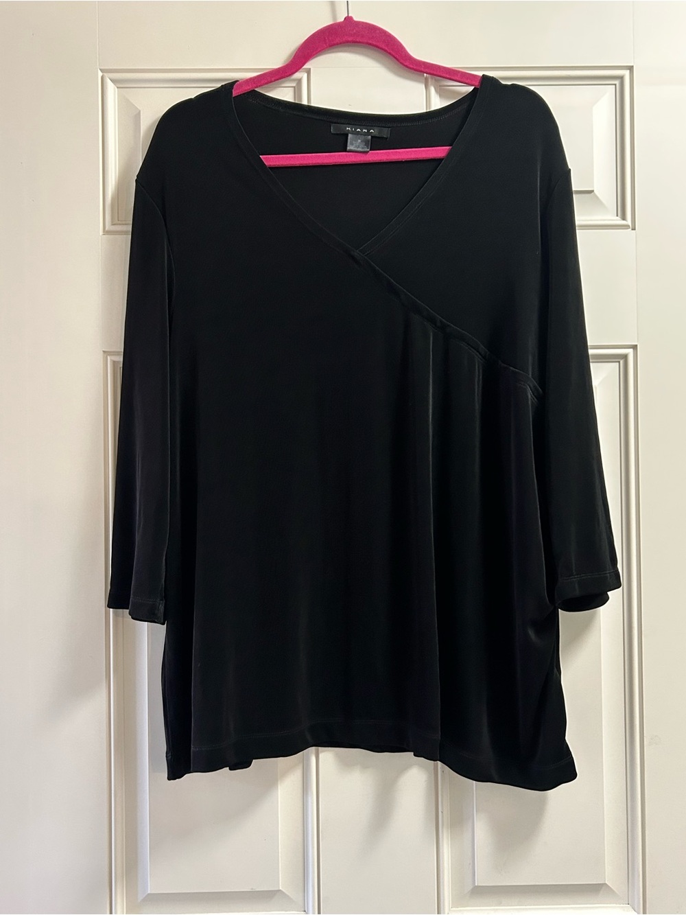 Kiara Black V-Neck Long Sleeve Draped Top